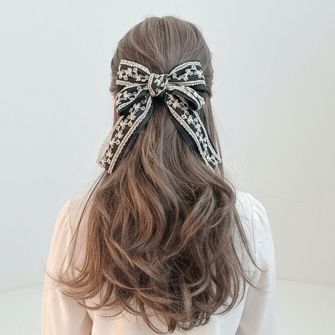 온리유 골드 레이스 빅 꼬리 리본 헤어핀