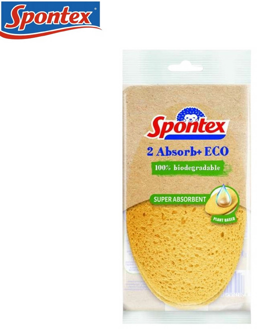 스폰텍스 프랑스 셀룰로오스 스펀지 수세미 에코 ECO 제로스크래치 제로미세플라스틱 생분해100% (총 2장), 1개, 2개입