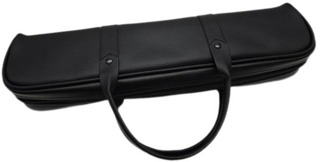 Zeyuan 플루트 운반 가방 케이스 다기능 핸드 헬드 파우치 방수 경량 16/17 홀 플루트 백 커버 뮤지션 플레이어, 검은색, PU 가죽, 1개