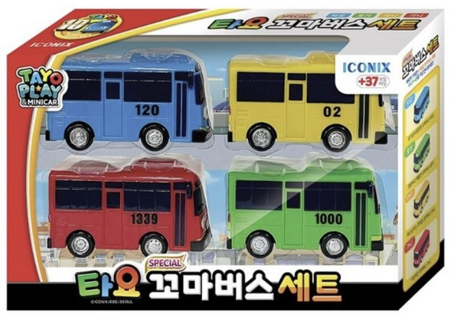 타요 스페셜 꼬마버스 작동완구 4종 세트, 혼합색상품, 1박스