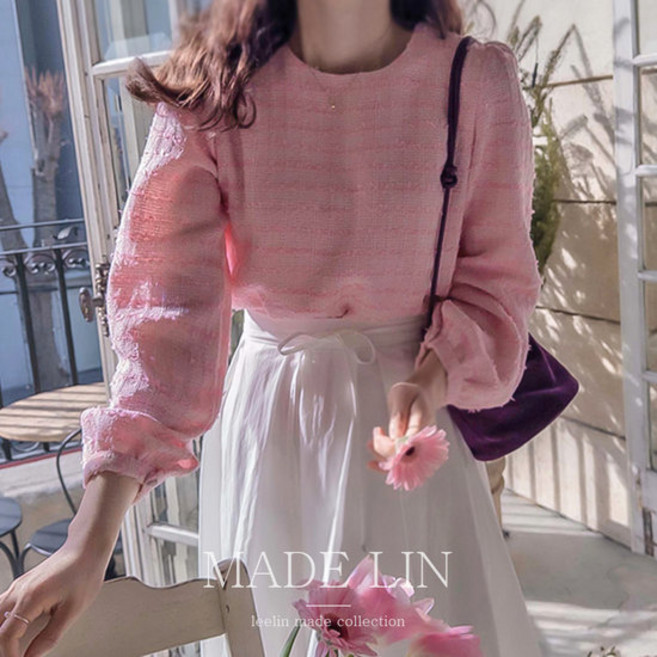 리린 MADE LIN 슈크런치 봄느낌 트위드 단아한 블라우스 2847839