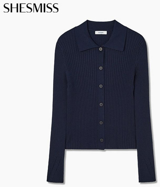 쉬즈미스 골지 카라 니트 가디건 SSKPOQ12070 DN