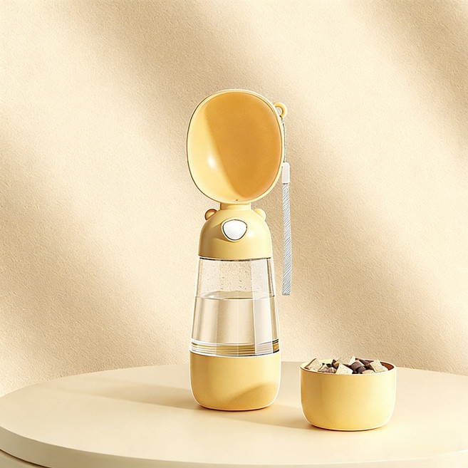 강아지 휴대용 물컵, 노란색, 1개