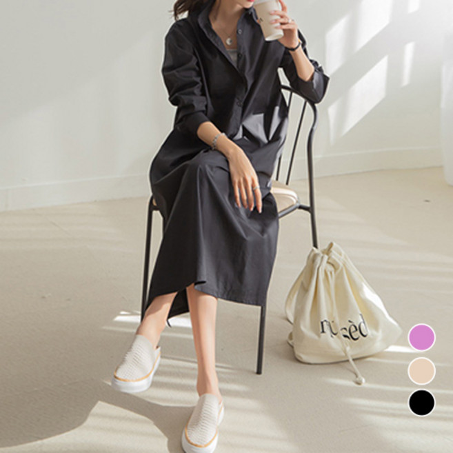 [나크21] (44~77) 반오픈 셔츠형 롱원피스 NK21-O-26