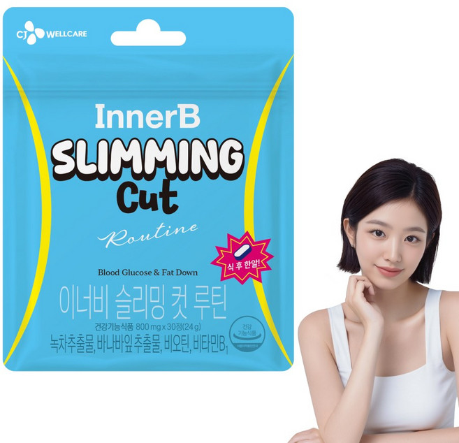 CJ 이너비 슬리밍 컷 루틴 혈당 다이어트 바나바잎 녹차추출물 비오틴 30일분, 1개, 30정