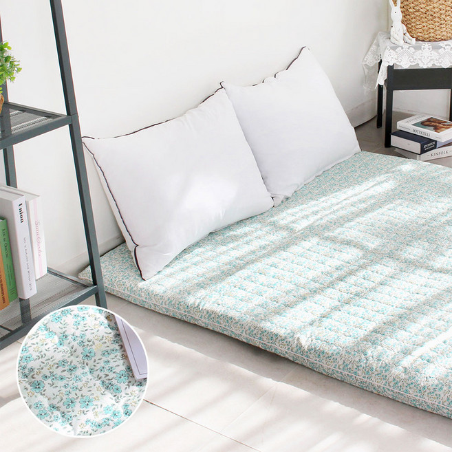 아르떼베딩 싱글(S) 요커버(요솜없음) 국산 순면 사계절 누빔 바닥요, 메리골드 블루