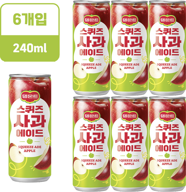 델몬트 스퀴즈 사과에이드 240ml X 6개 과즙음료 과채음료 델몬트주스 착즙 비타민 사과 음료수