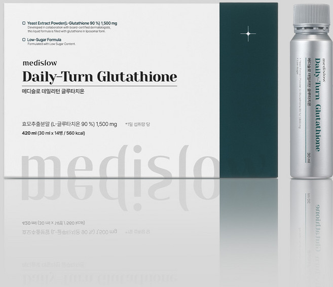 메디슬로 데일리턴 리포좀 글루타치온 고순도 90% 비타민C 마시는 글루타치온 액상 1500mg 고함량 식약청 HACCP 인증 14개입, 1박스, 420ml