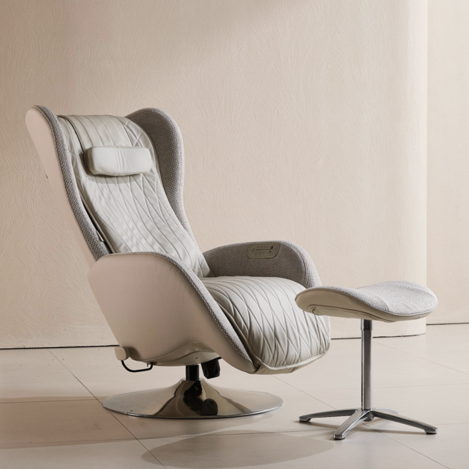 [알트레스트]AL002 마사지 리클라이너 천연 소가죽 아이보리 안락 수면 안마의자, (본체)아이보리+(시트)아이보리