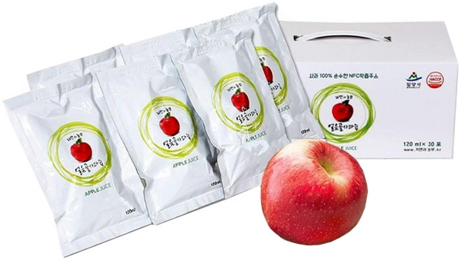 자연과농부 100% 얼음골 사과즙 120ml 30포 1박스
