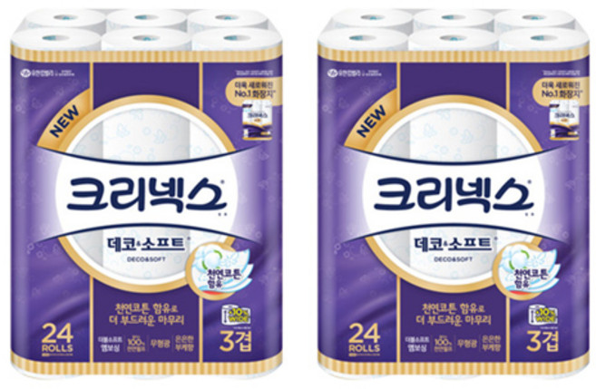 크리넥스 데코 소프트(향) 3겹 35Mx24롤, 2개, 108mm