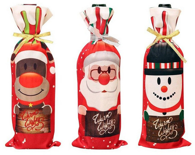 나성 크리스마스 와인커버 케이스 산타 와인병커버 와인선물, 랜덤, 1개