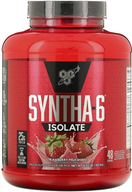 BSN 신타-6 아이솔레이트 프로틴 파우더 드링크 Mix 딸기 밀크쉐이크 4.02 lbs (1.82 kg), 1개 - 쿠팡