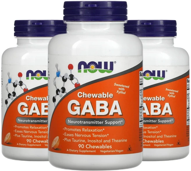 나우푸드 가바 GABA 천연 오렌지 맛 츄어블 90정 2+1, 3개, 90회분 - 쿠팡