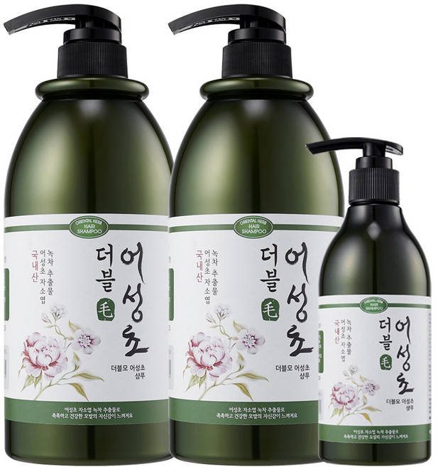 더블모 어성초 샴푸 탈모 1000ml x 2개 + 300ml 1개 추가증정, 1L