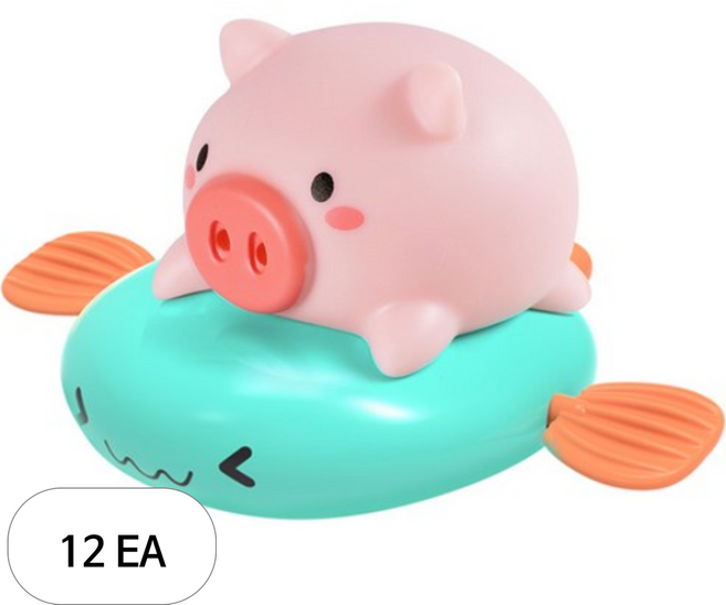 레츠토이 튜브타는 피기 보트 물총 장난감, 12개, 혼합색상