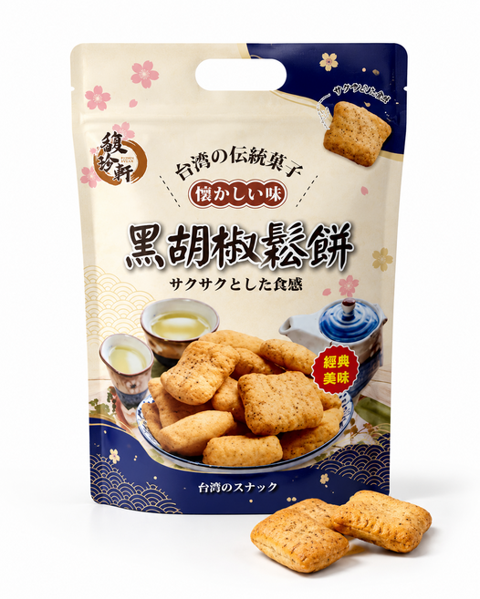 馥珍軒 黑胡椒鬆餅 台灣傳統點心 香酥涮嘴, 170g, 1個