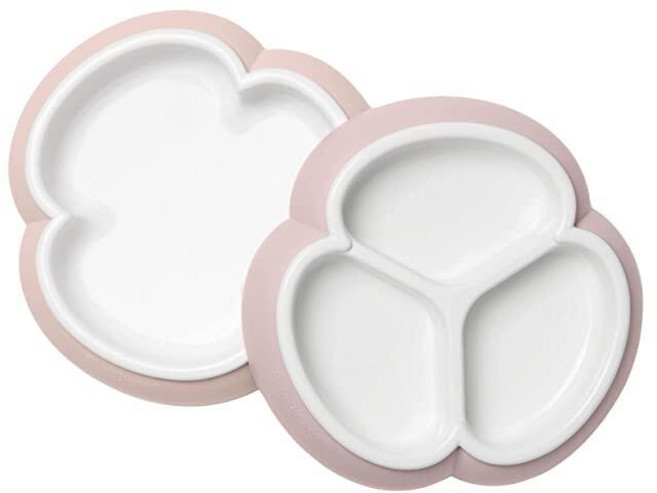 BabyBjörn 아기 접시 세트 2팩 파우더 블루, 파우더 핑크