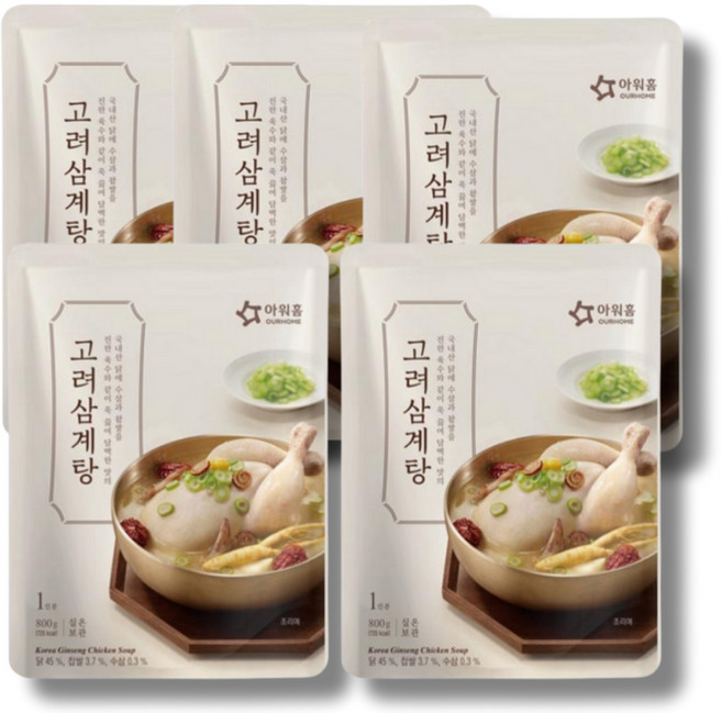 아워홈 고려삼계탕 5개 즉석삼계탕, 800g