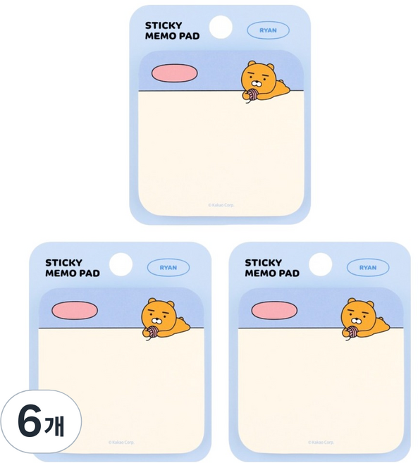 카카오프렌즈 라운드 점착 메모지, 라이언, 80매, 6개