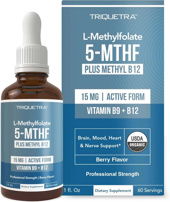 Triquetra L Methyl Folate 15mg 활성 5-MTHF 비타민 B9 B12 1oz, 1개 - 쿠팡