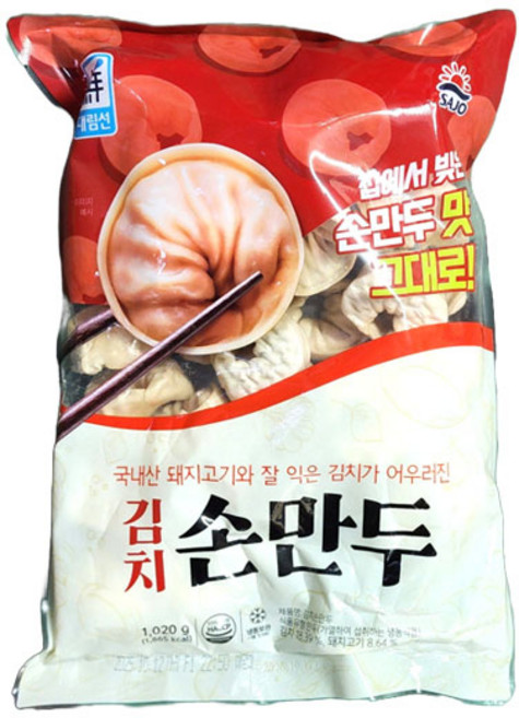 (무)(냉동)사조대림 김치손만두(냉동 1.02kg)X6개, 1.02kg, 6개