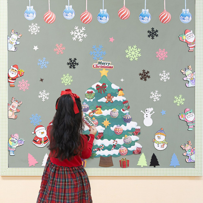 키룸 겨울 데코스티커 윈도우 창문 탈부착 리무버블 키즈룸, 눈꽃송이 - 스카이