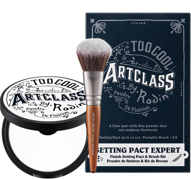 투쿨포스쿨 바이로댕 피니쉬 세팅 팩트 4g + 포터블 컨투어 브러쉬 세트, 혼합색상, 1세트