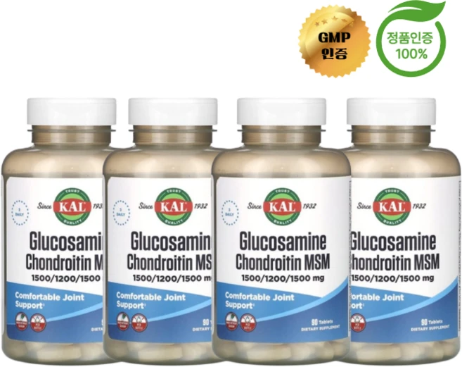 KAL 4개X 글루코사민 콘드로이틴 MSM 90정, 4개 - 쿠팡