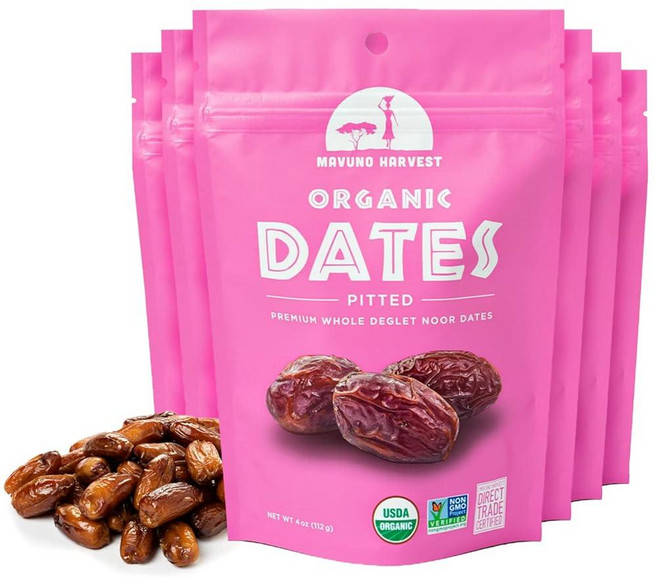 Mavuno Harvest 파파야 말린 과일 스낵 | 유기농 건조 파파야 슬라이스 | 어린이 및 성인용 글루텐 프리 건강한 간식 | 설탕 첨가 없음 비건 GMO 프리 직접, Date, 4 Ounce (Pack of 6), 1개