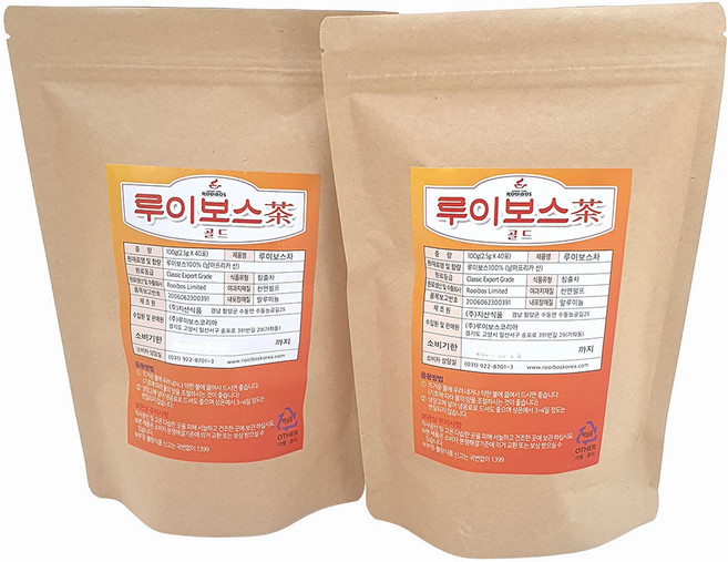 [루이보스코리아] 루이보스차 골드 루이보스티 티백, 40개입, 2개, 2.5g