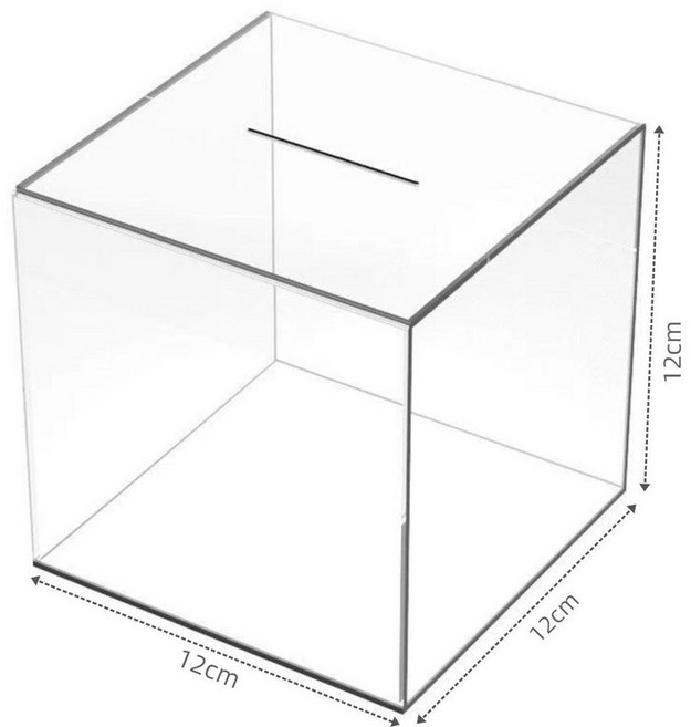 투명 사각 저금통 인테리어 아크릴 금고 잠금 없음 12 x 12x12cm 1~2만
