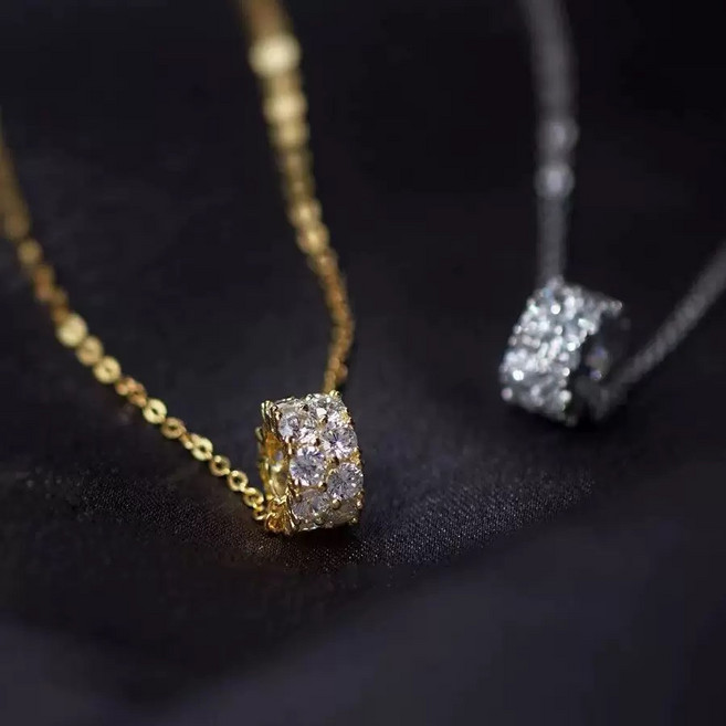 글로윅 14K 도금 925은 큐빅 롤링 은목걸이