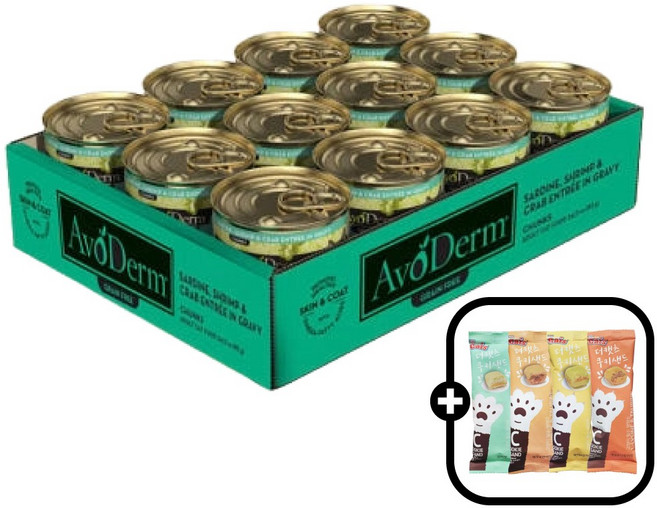아보덤 그레인프리 캣 고양이 주식캔 습식사료 85 g 1박스 + 쿠키샌드 4종 증정, 24개, 85g, 해산물