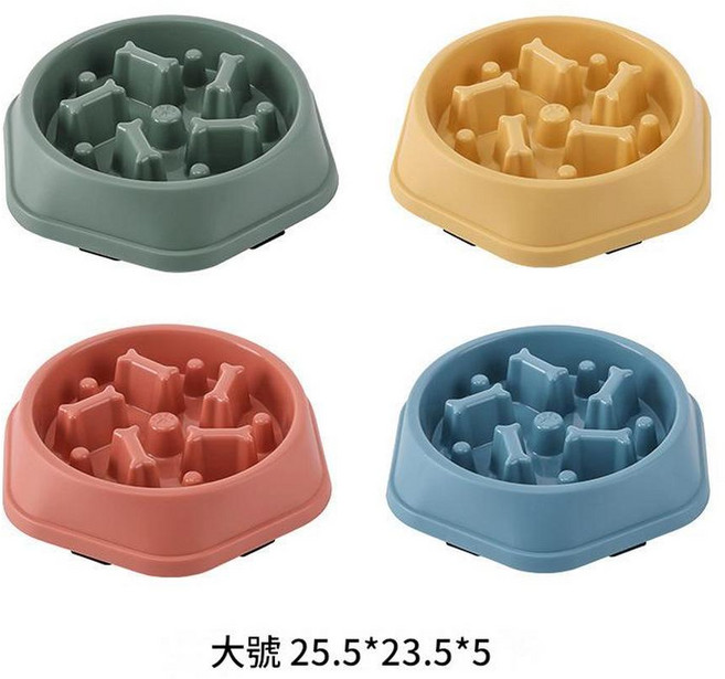 寵物慢食碗 防噎碗 緩食碗, 黃色 大號, 1個