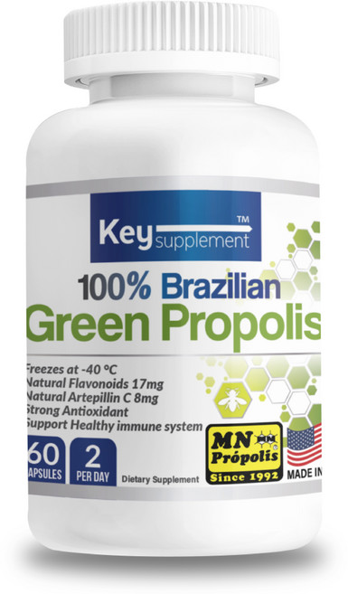 키서플리먼트 100% 브라질 그린프로폴리스 500mg 플라보노이드 17% 함유 동결건조, 60정, 1개