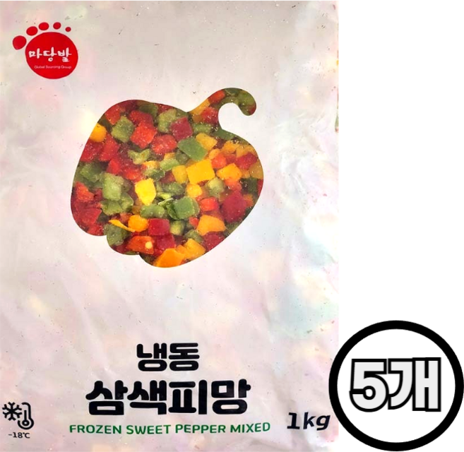 마당발 냉동 삼색피망(다이스), 5개, 1kg