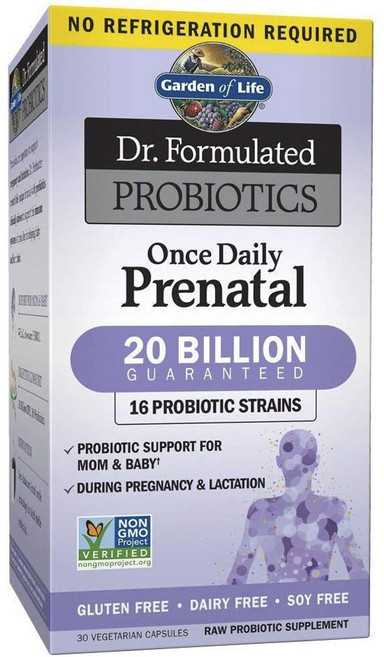 Garden of Life Once Daily Prenatal 200億益生菌素食膠囊, 30顆, 1盒