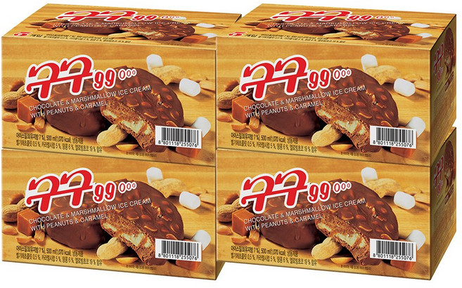 롯데 구구 벨기에 초코 스윗 디저트 아이스크림, 4개, 500ml