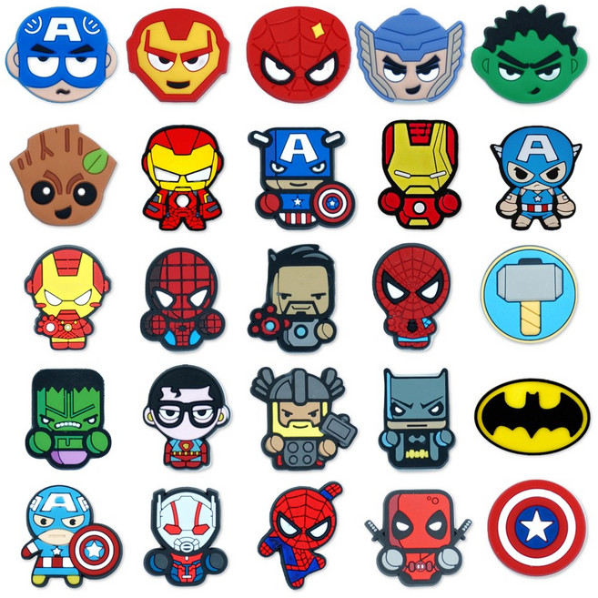 젤리포크 마블 슈퍼맨 그루트 마블 캡틴 아메리카 데드풀 어벤져스 토르 아이언맨 파츠 참 신발 악세사리 실내화 꾸미기