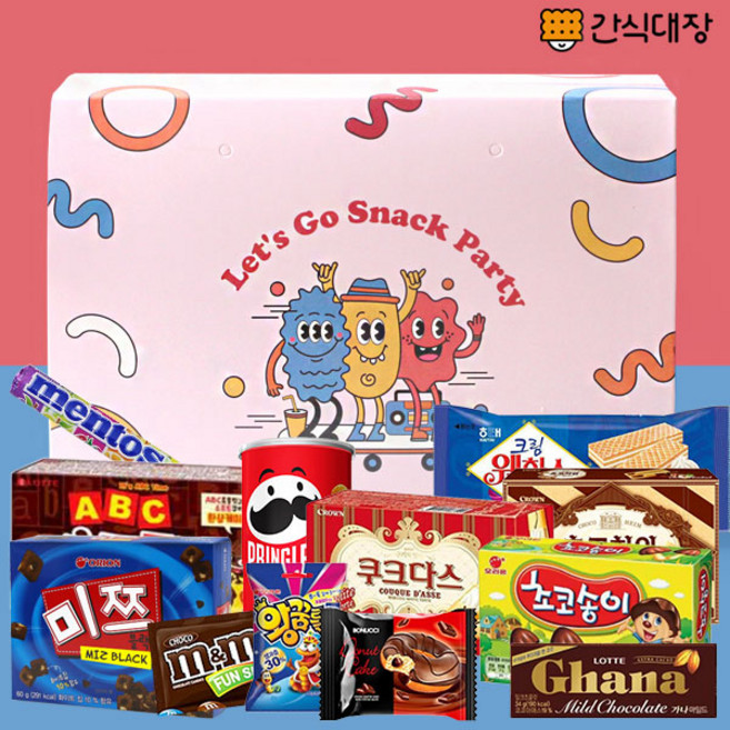 [간식대장] 어린이 과자 렛츠 스낵 파티12종 과자집 과자선물 ABC 초코쿠키 초코하임 프링글스 후레쉬베리 쿠크다스 초코송이 엠엔엠즈 가나마일드 멘토스 왕꿈틀이 보누치 도넛, 렛츠스낵파티, 3개