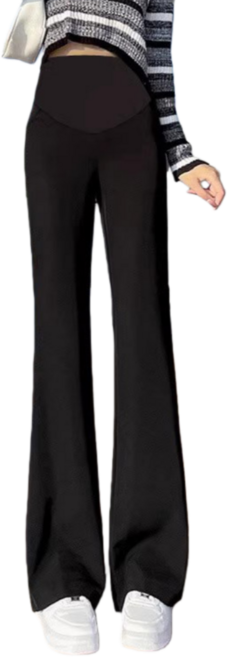 Makone 임산부 바지 하이웨이스트 솔리드 캐주얼 심플 신축성 스트레이트 팬츠