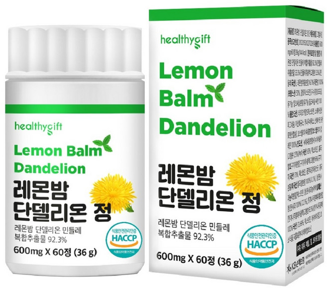 [런칭 특가] 레몬밤 단델리온 민들레 복합추출물 정, 1개, 60정