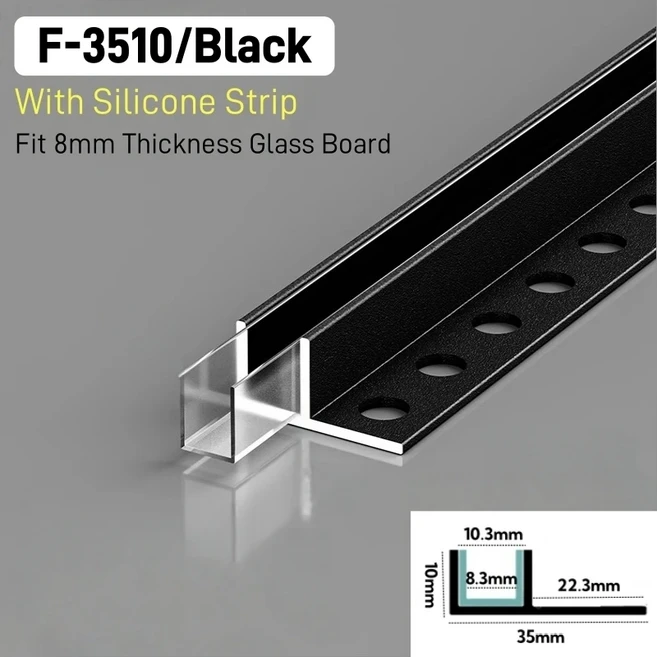 임베디드 욕실 파티션 LED 알루미늄 프로파일 F형 샤워 채널 유리 보드 선반 방수 바 스트립 라이트, 10, 0.5mx1pcs, 1개