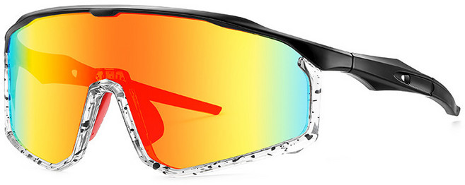 스포츠선글라스 편광 자외선 UV400 차단 방풍 남여공용 아웃도어 라이딩 고글, 레인보우 레드 렌즈, 1개