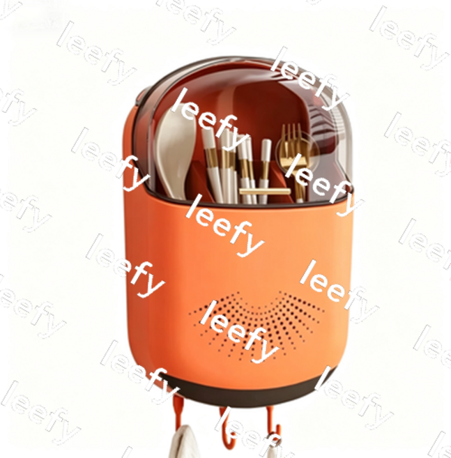 프리미엄 젓가락 보관함 벽걸이식 젓가락통 주방 수납대 젓가락 바구니 젓가락 케이지, 구멍이 없는 빠른 케이지 오렌지색, 1개