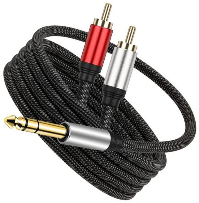 6.35mm ~ 2RCA 사운드 스테레오 케이블 6.35mm ~ 2RCA 남성 어댑터 사운드 케이블 Y 스플리터 스테레오 사운드 2RCA 케이블 AUX 코드