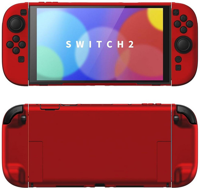 PlayVital Hard Case for Nintendo Switch 2 with Extra Stand & Thumb Grip Caps | Split Design Docka, 스칼렛 레드
