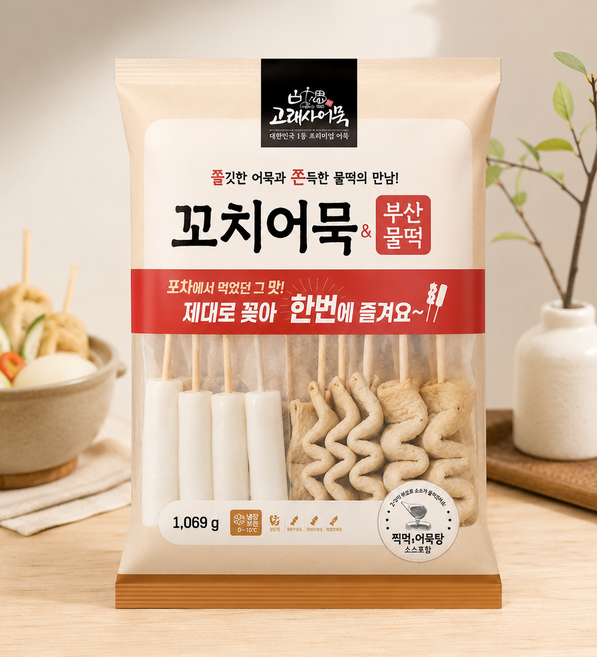 고래사 밀가루없는 꼬치 어묵 & 부산 물떡 냉동1069g, 1개, 1.069kg