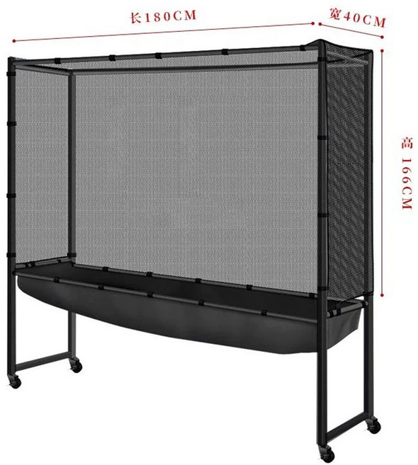 탁구연습망 볼박스 그물망 수직 수집망 스매시 이동식 훈련 공받이 공박스, B. 검은 색 두꺼운 올 인 클루 시브 갤러리_1745, 1개
